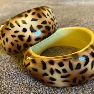 Leopard Print Bangle Bracelets (Pair)